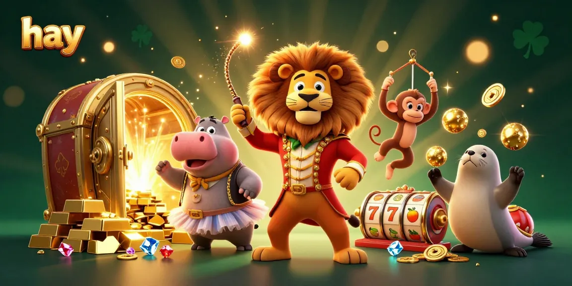 Experience the excitement of hay in this vibrant 3D casino scene featuring amazing characters and slot game elements.